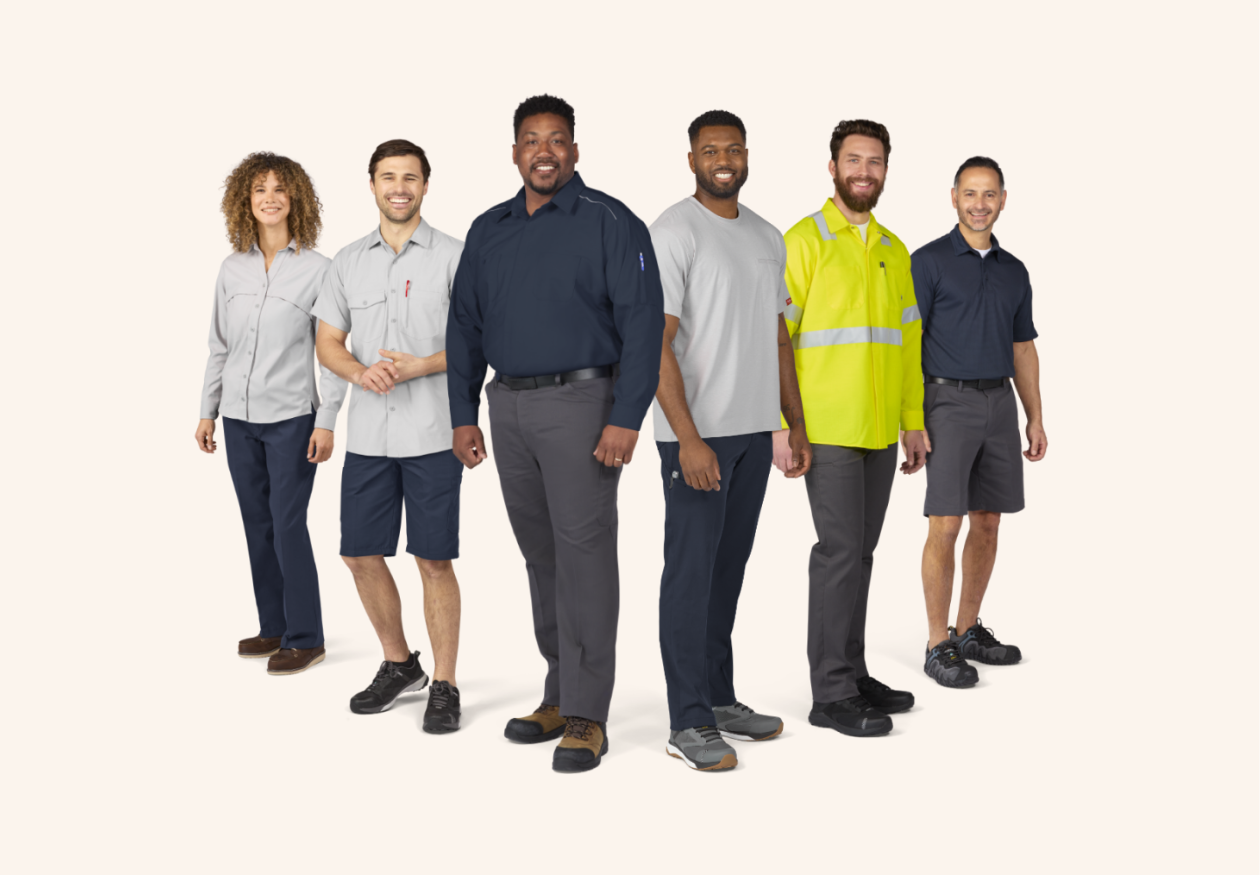 Transportation workers wearing a variation of Red Kap workwear
