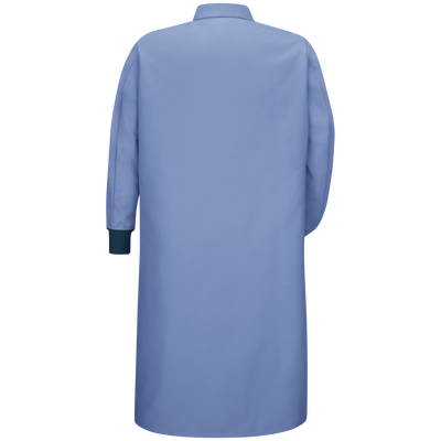 Gripper-Front Spun Polyester Pocketless Butcher Coat&nbsp;with Knit Cuffs