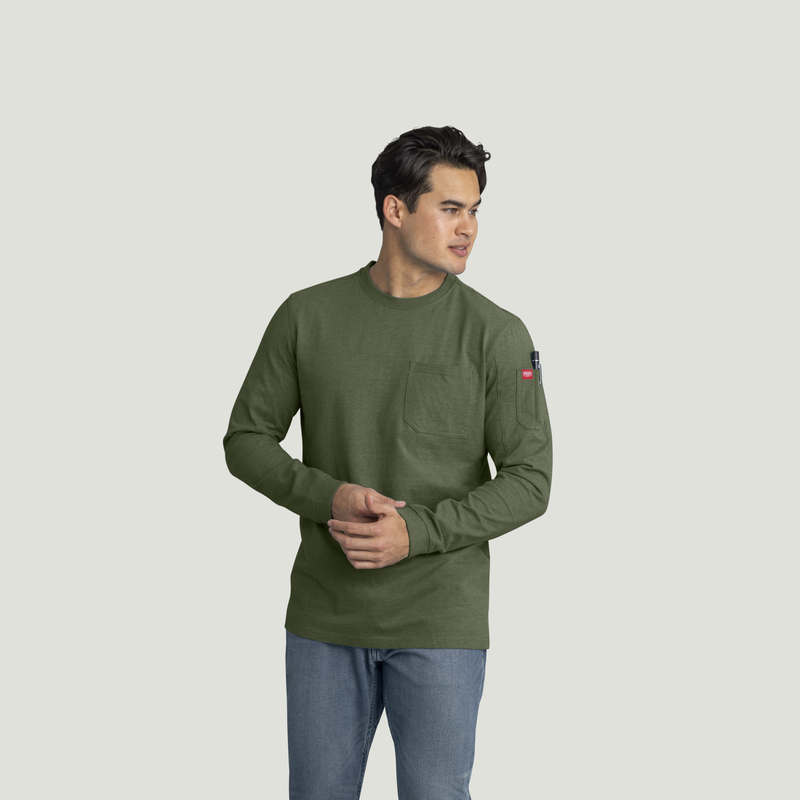 Men's Heavyweight Long Sleeve Cotton Pocket T-Shirt image number 1