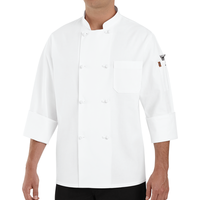 Eight Pearl Button Chef Coat with Thermometer Pocket