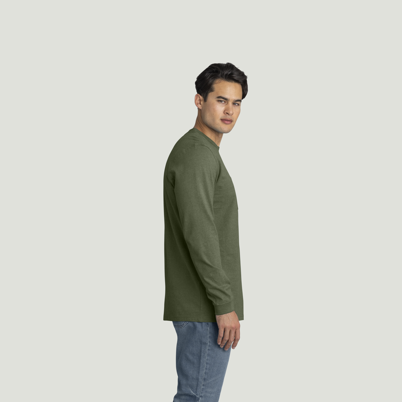 Men's Heavyweight Long Sleeve Cotton Pocket T-Shirt image number 4
