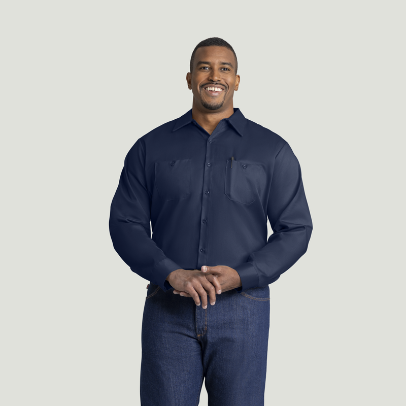 Men's Long Sleeve Wrinkle-Resistant Cotton Work&nbsp;Shirt image number 5