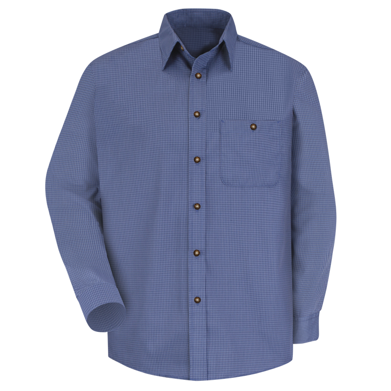 Men's Long Sleeve Mini-Plaid Uniform Shirt image number 1