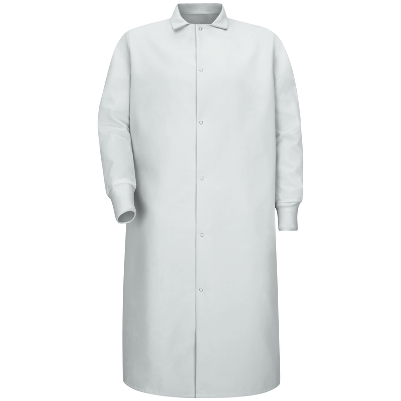 Gripper-Front Spun Polyester Pocketless Butcher Coat&nbsp;with Knit Cuffs image number 1