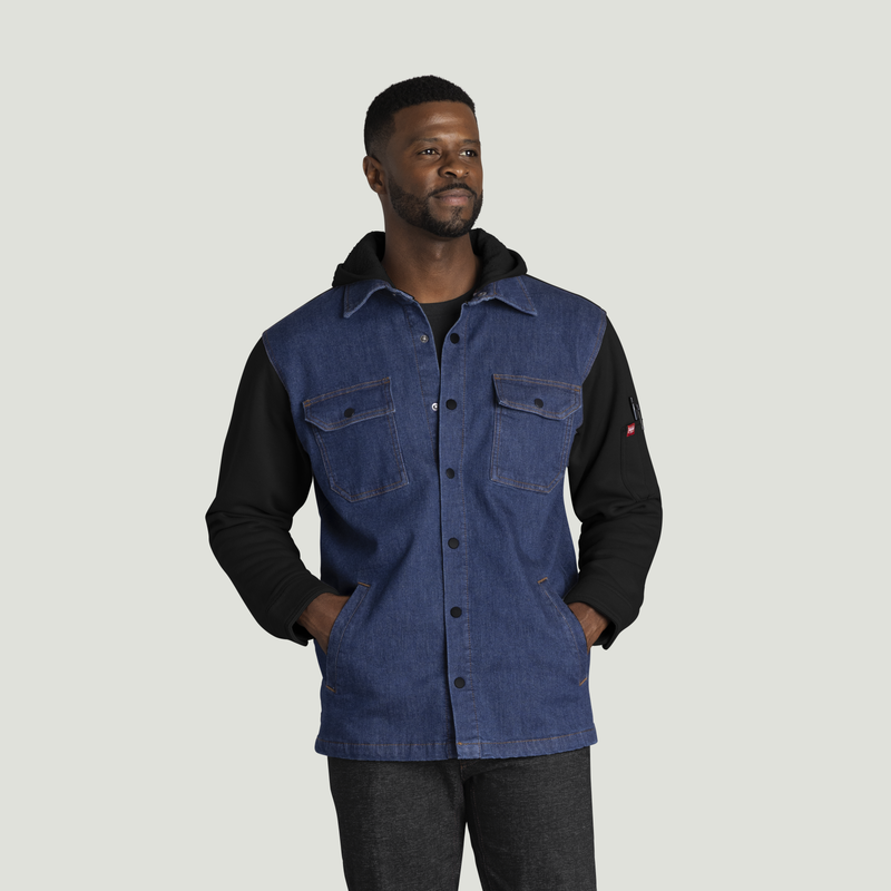 Men&rsquo;s Denim and Fleece Hooded Shirt Jacket image number 1