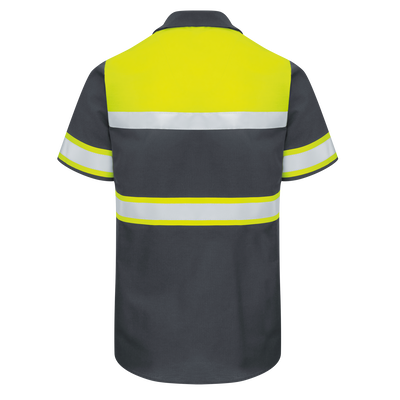 Men's Hi-Visibility Short Sleeve Color Block Ripstop Work Shirt -&nbsp;Type O, Class 1