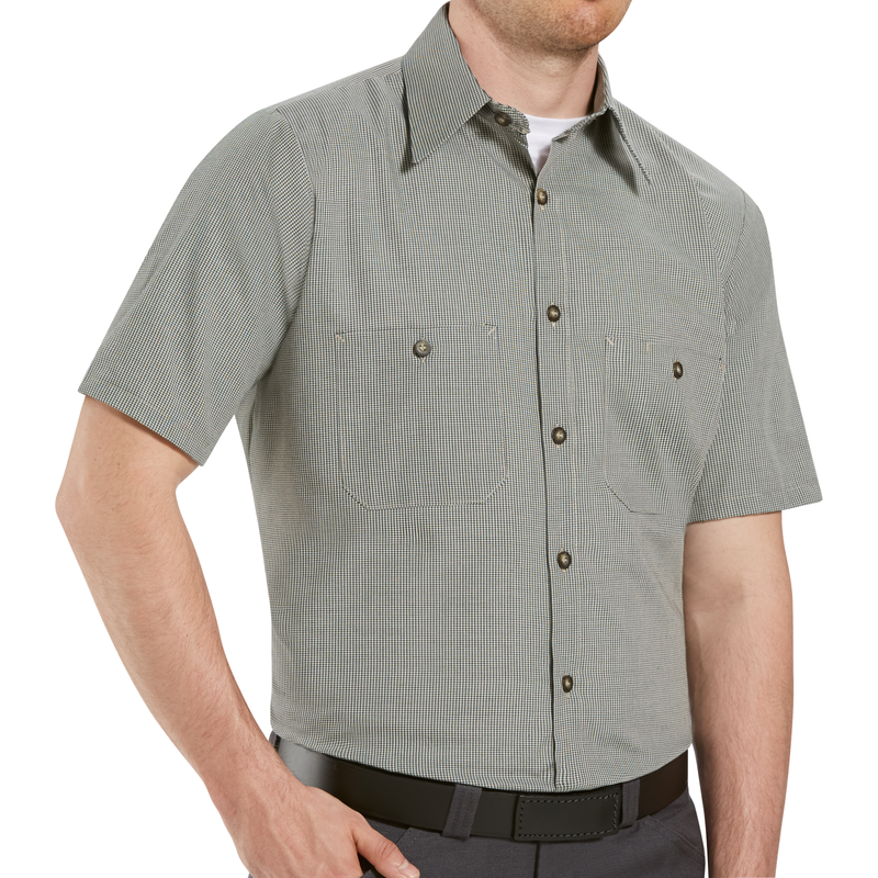 Men's Short Sleeve Microcheck Uniform Shirt image number 2