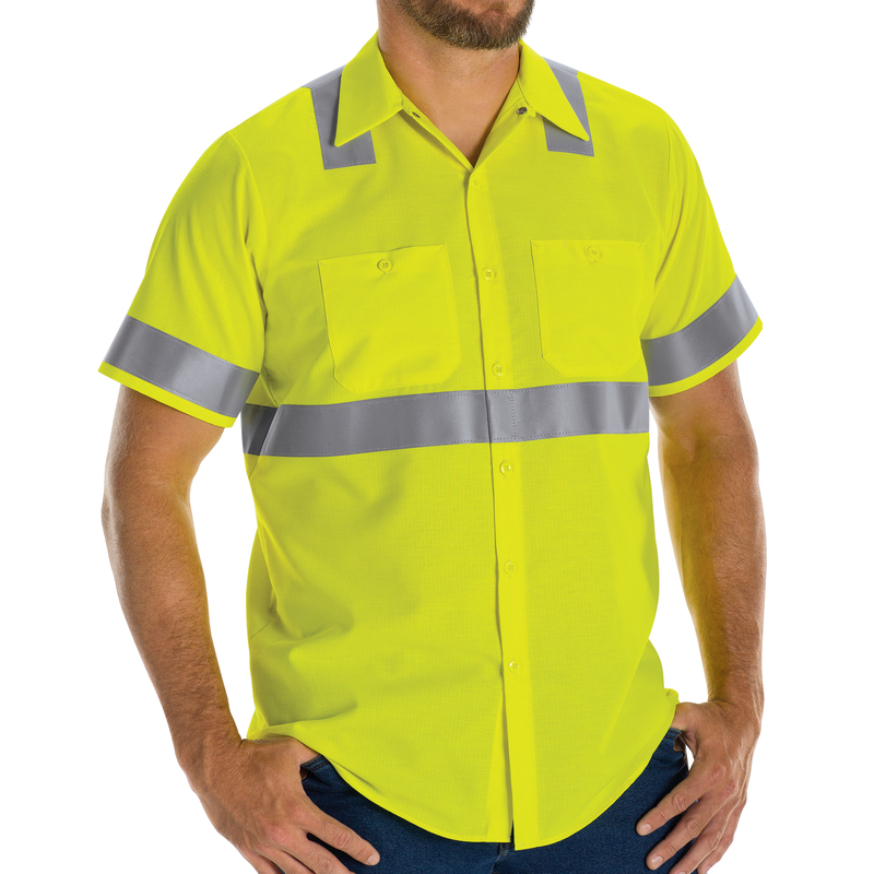 Men's Hi-Visibility Short Sleeve Ripstop Work Shirt - Type R, Class 2 image number 3
