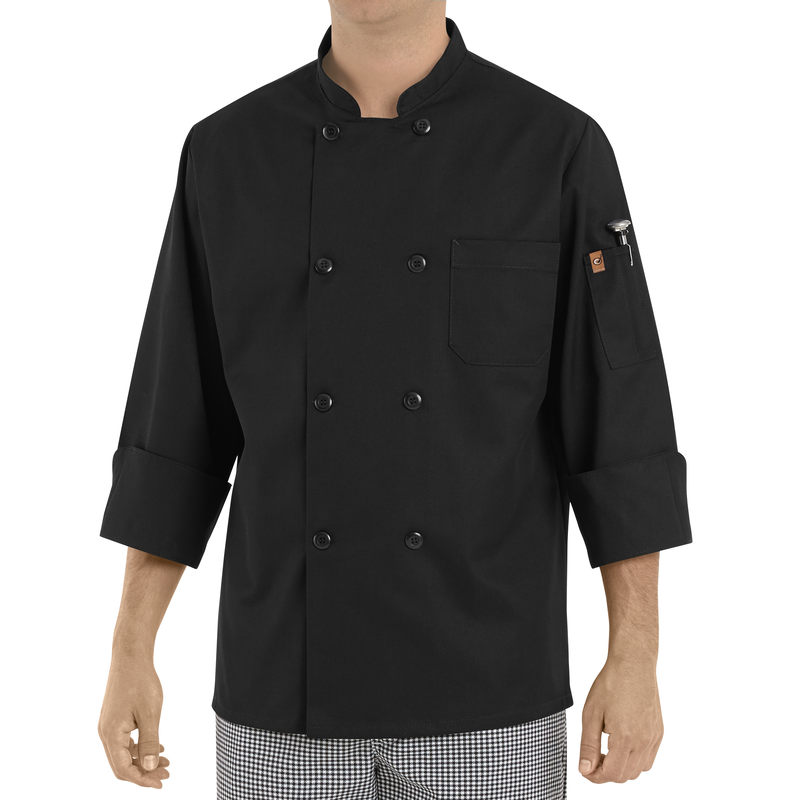 Eight Pearl Button&nbsp;Black Chef Coat image number 2