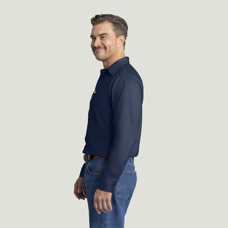 Men's Long Sleeve Wrinkle-Resistant Cotton Work&nbsp;Shirt image number 3