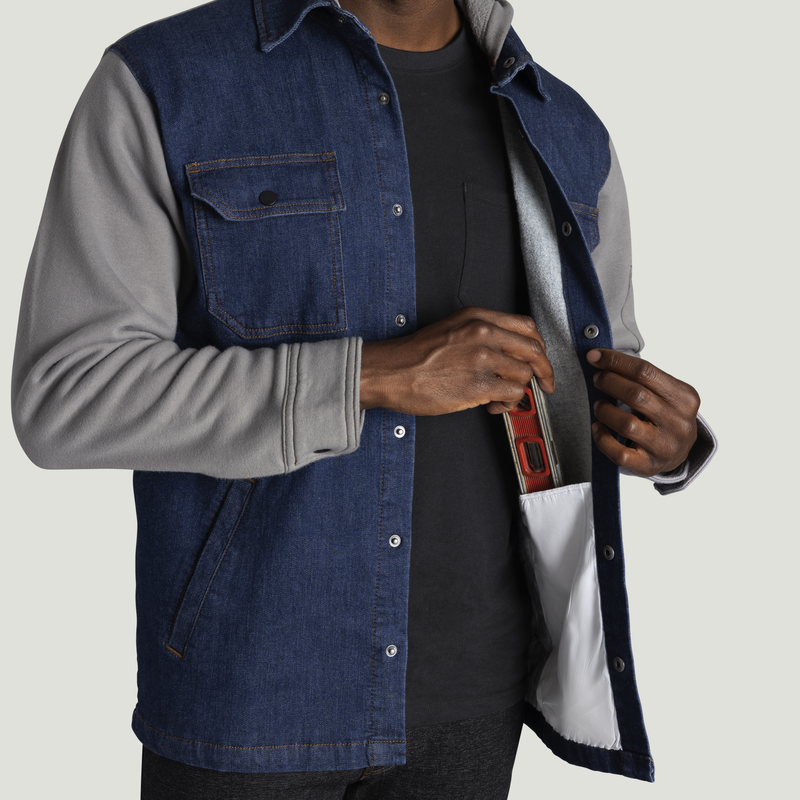 Men&rsquo;s Denim and Fleece Hooded Shirt Jacket image number 12