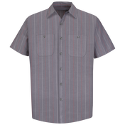 Men's Short Sleeve Industrial Stripe Work Shirt