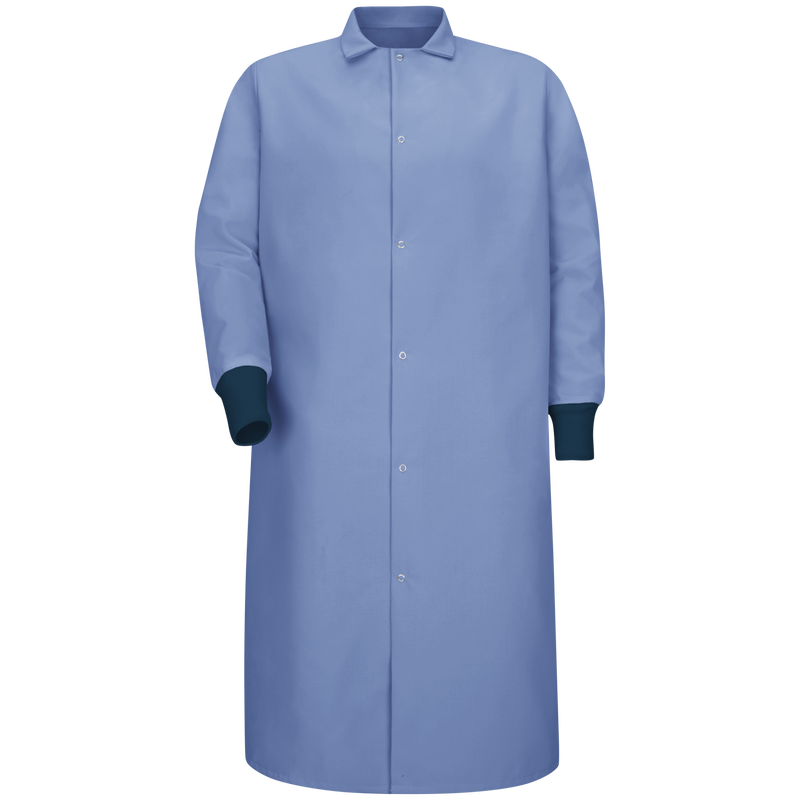 Gripper-Front Spun Polyester Pocketless Butcher Coat&nbsp;with Knit Cuffs image number 1