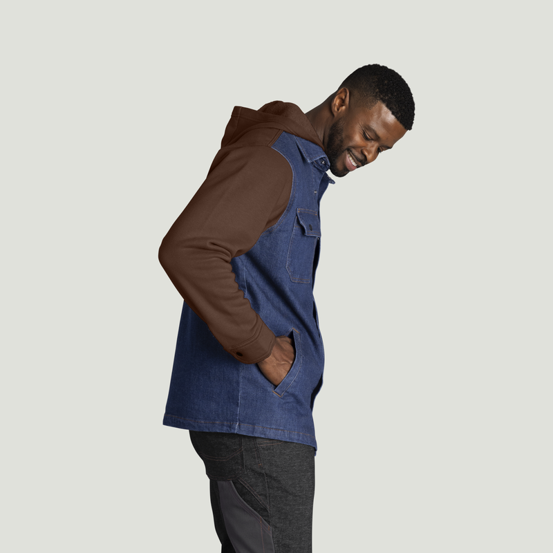 Men&rsquo;s Denim and Fleece Hooded Shirt Jacket image number 4