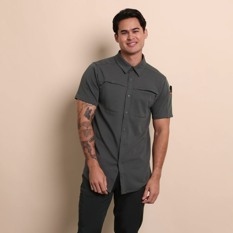 Men's Snap Front Jersey Short Sleeve Work Shirt image number 18
