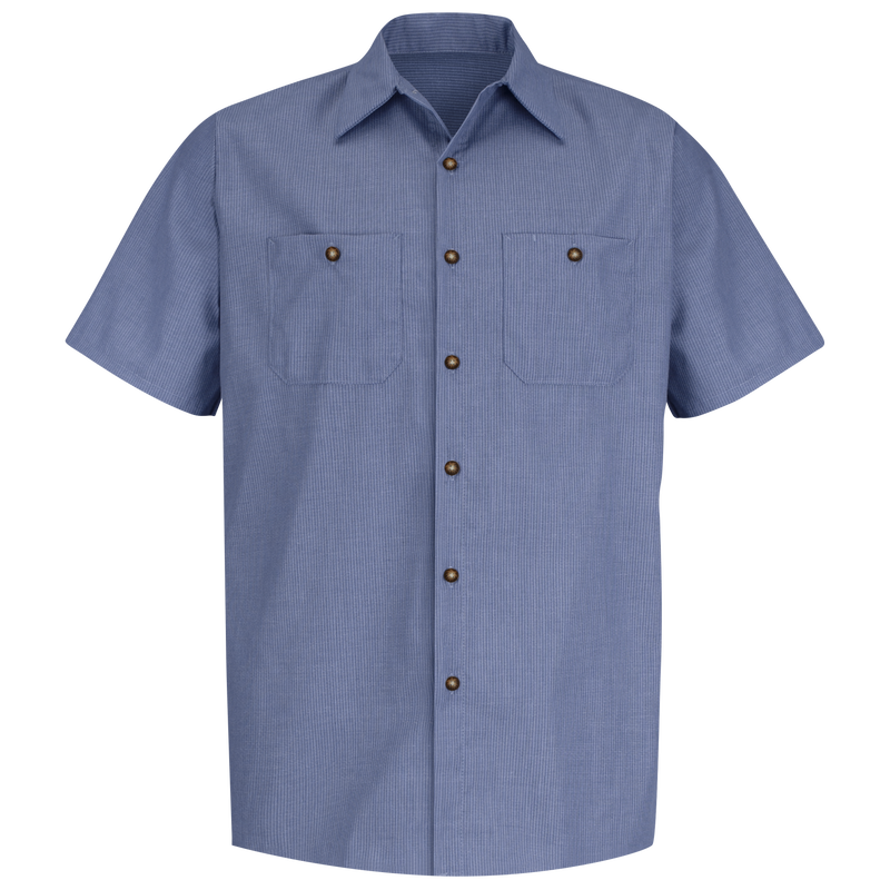 Men's Short Sleeve Geometric Microcheck Work Shirt image number 1