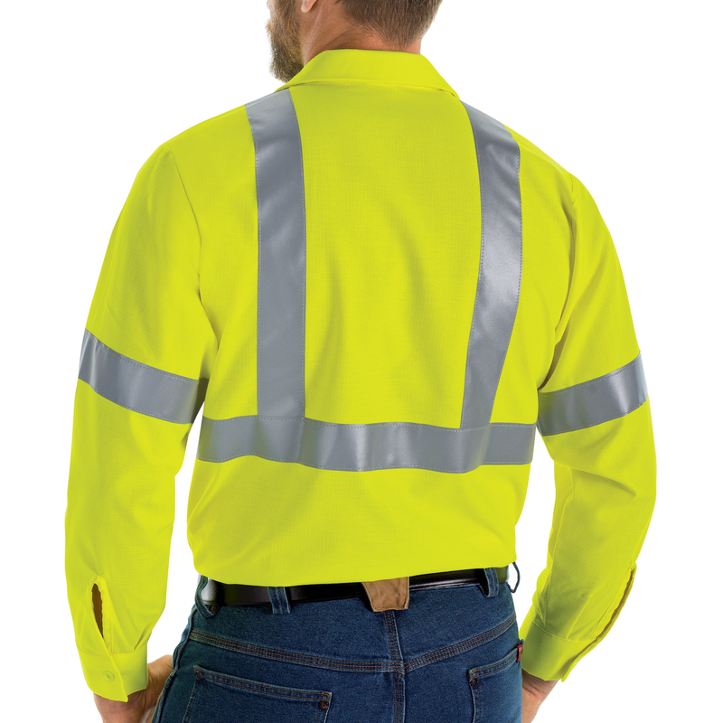 Men's Hi-Visibility Long Sleeve Ripstop Work Shirt - Type R, Class 2 image number 4