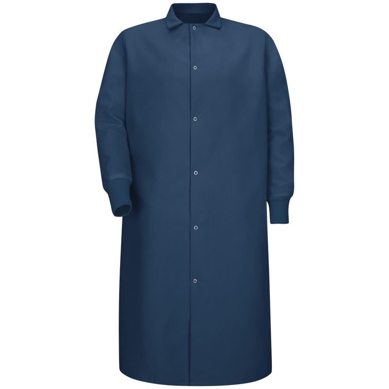 Gripper-Front Spun Polyester Pocketless Butcher Coat&nbsp;with Knit Cuffs image number 1