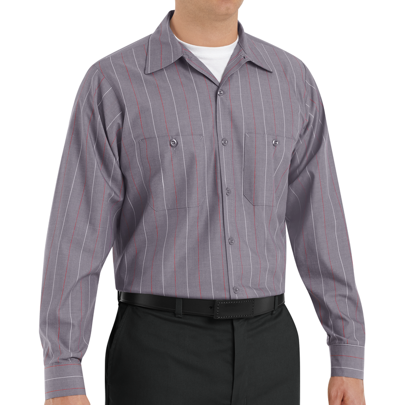 Men's Long Sleeve Industrial Stripe Work Shirt image number 2