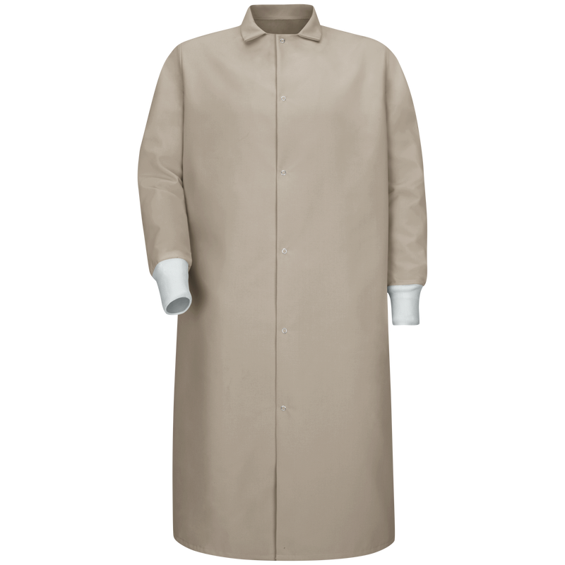 Gripper-Front Spun Polyester Pocketless Butcher Coat&nbsp;with Knit Cuffs image number 1