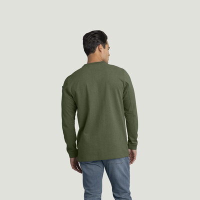 Men's Heavyweight Long Sleeve Cotton Pocket T-Shirt