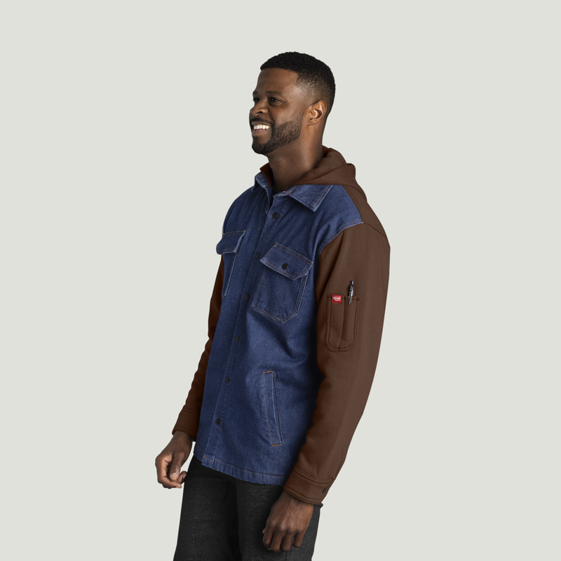 Men&rsquo;s Denim and Fleece Hooded Shirt Jacket image number 3