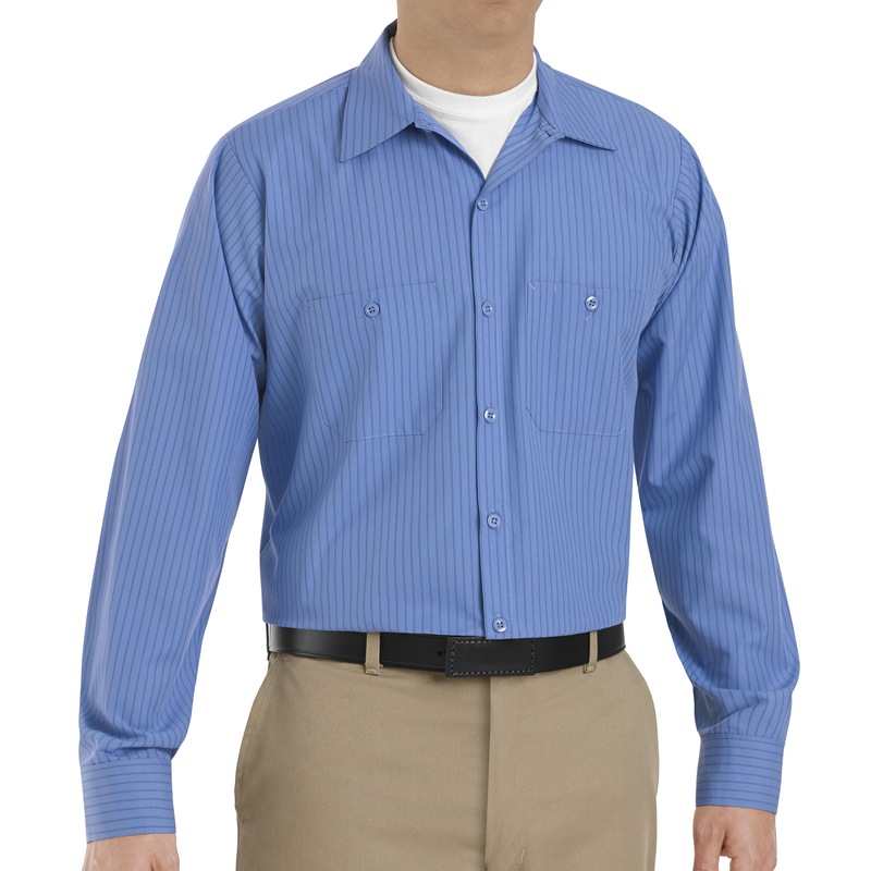 Men's Long Sleeve Industrial Stripe Work Shirt image number 2